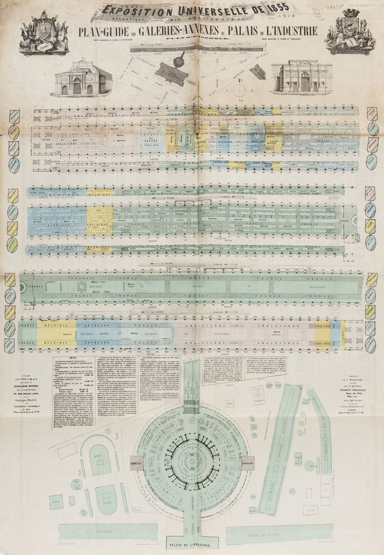 Paris.- Exposition Universelle de 1855: Plan-Guide des Galleries-Annexes du Palais de …