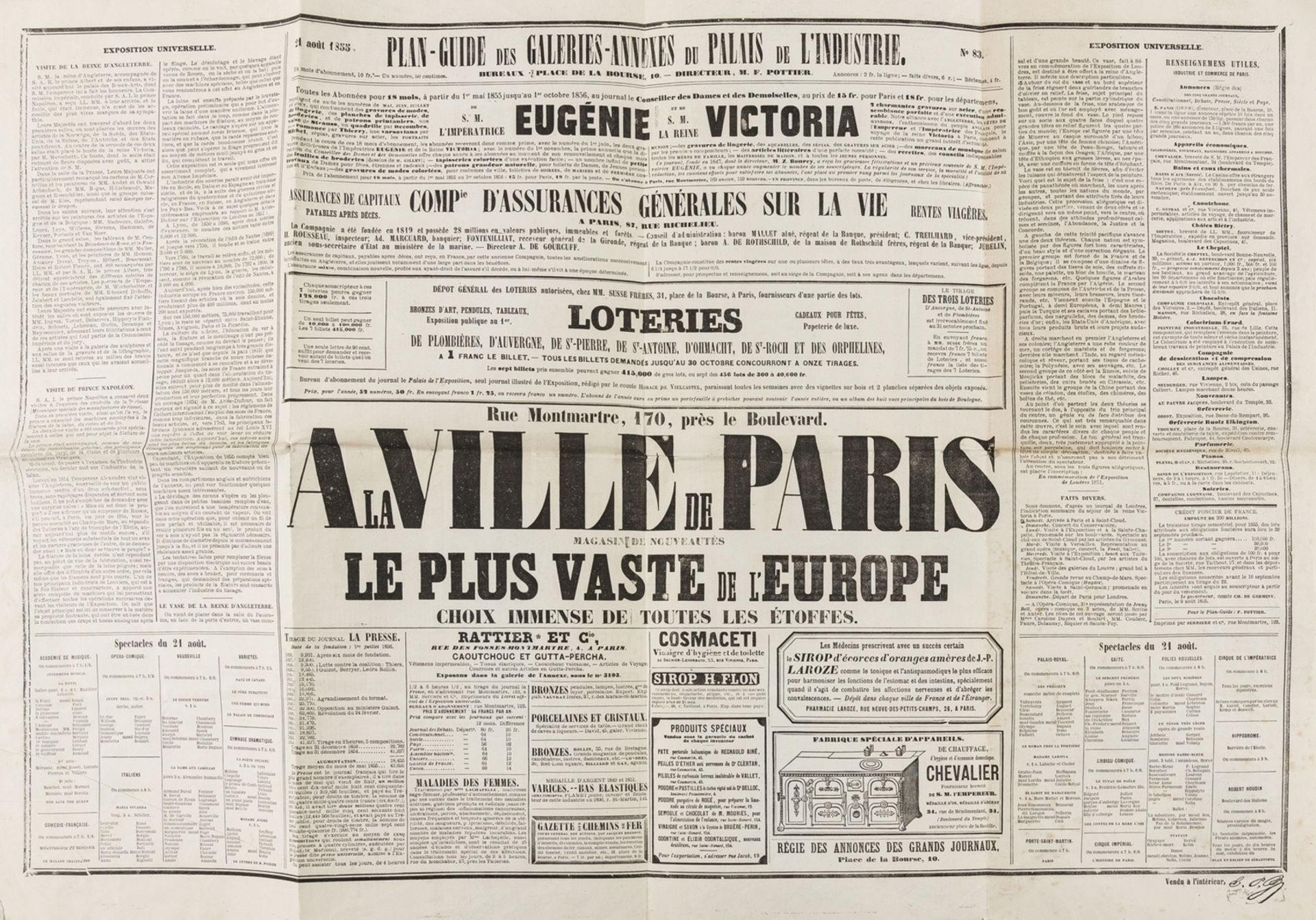 Paris.- Exposition Universelle de 1855: Plan-Guide des Galleries-Annexes du Palais de … - Bild 2 aus 2