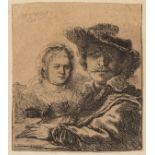 Rijn (Rembrandt van) Self Portrait with Saskia, Etching, 1636.