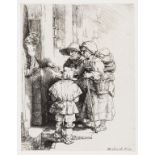 Rembrandt van Rijn (1606-1669) Beggars Receiving Alms at the Door of a House