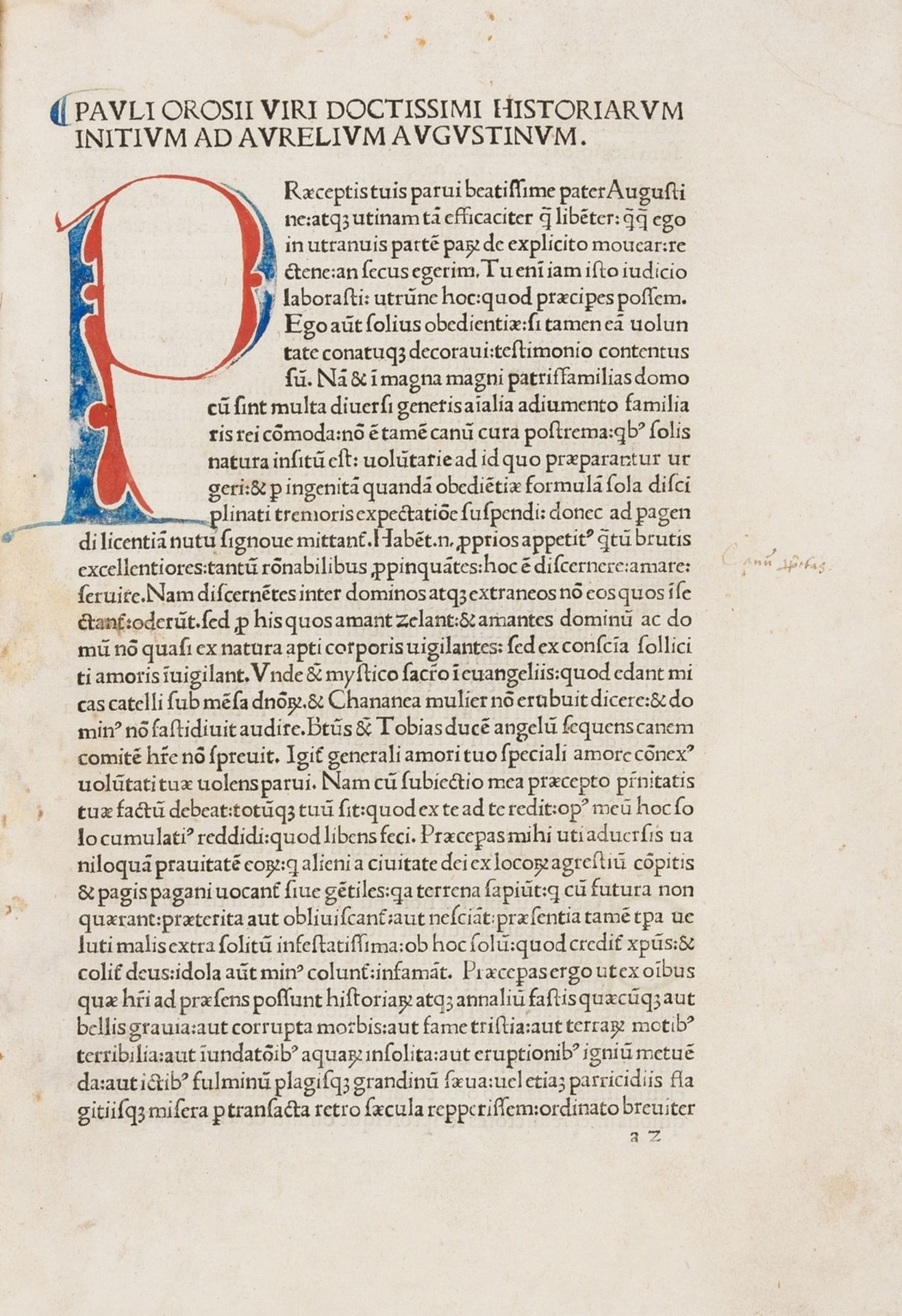 Orosius (Paulus) Historiae adversos paganos, edited by Aeneas Vulpes and Laurentius Brixiensis, …