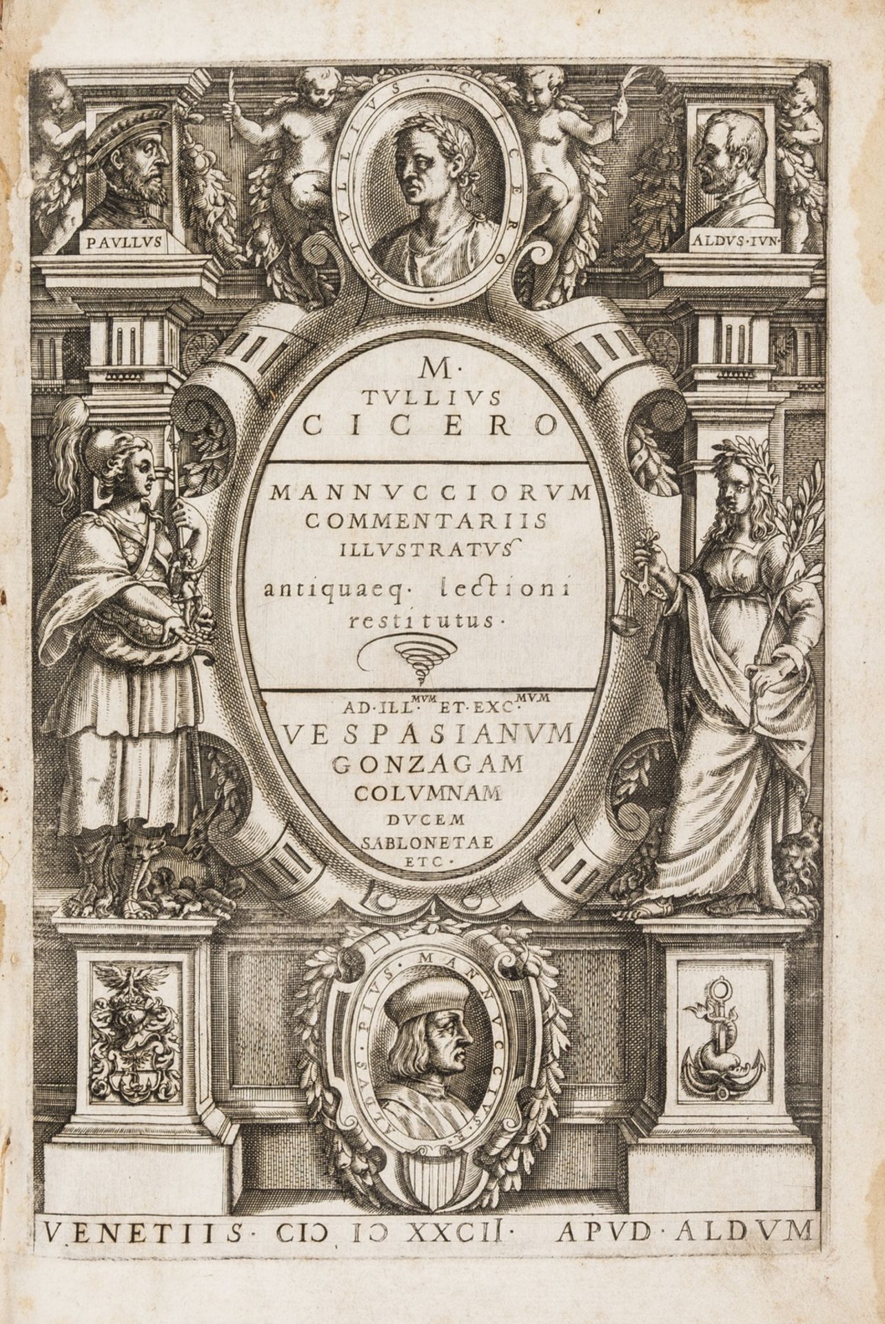 Cicero (Marcus Tullius) Opera, edited by Paulus Manutius, 10 vol. in 4, Venice, Aldus, 1583.