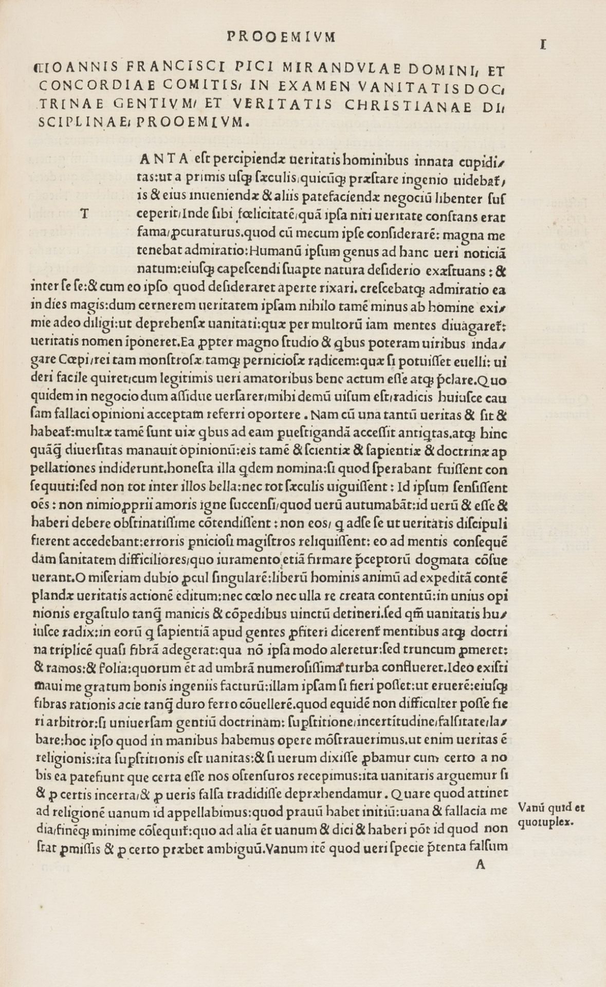 Pico della Mirandola. Examen vanitatis doctrinae gentium, et veritatis christianae disciplinae, …