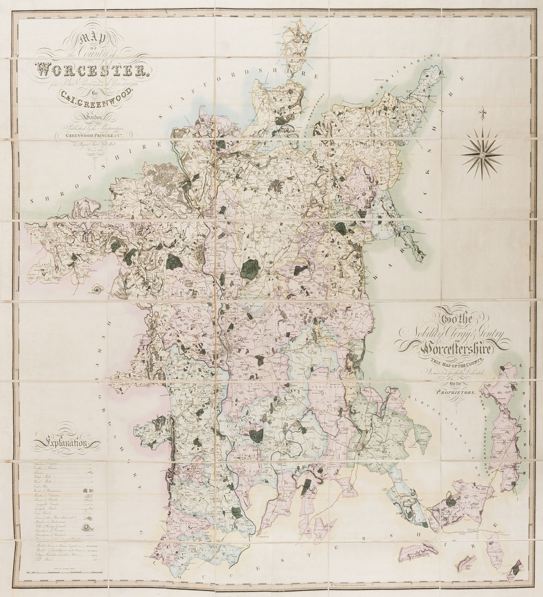 Worcestershire.- Greenwood (C. & J.) Map of the County of Worcester from Actual Survey made in the …