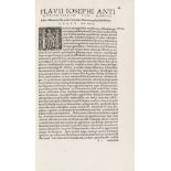 Judaica.- Josephus (Flavius) Opera quaedam rvffino presbytero interprete, rare edition at auction, …