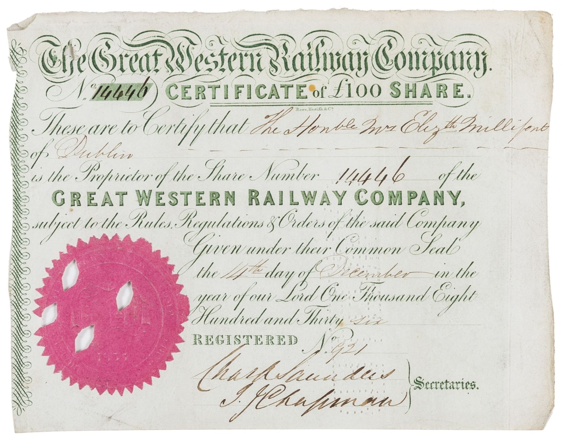 Railway Share Certificates.- Two Albums of share certificates, 1833-1945.