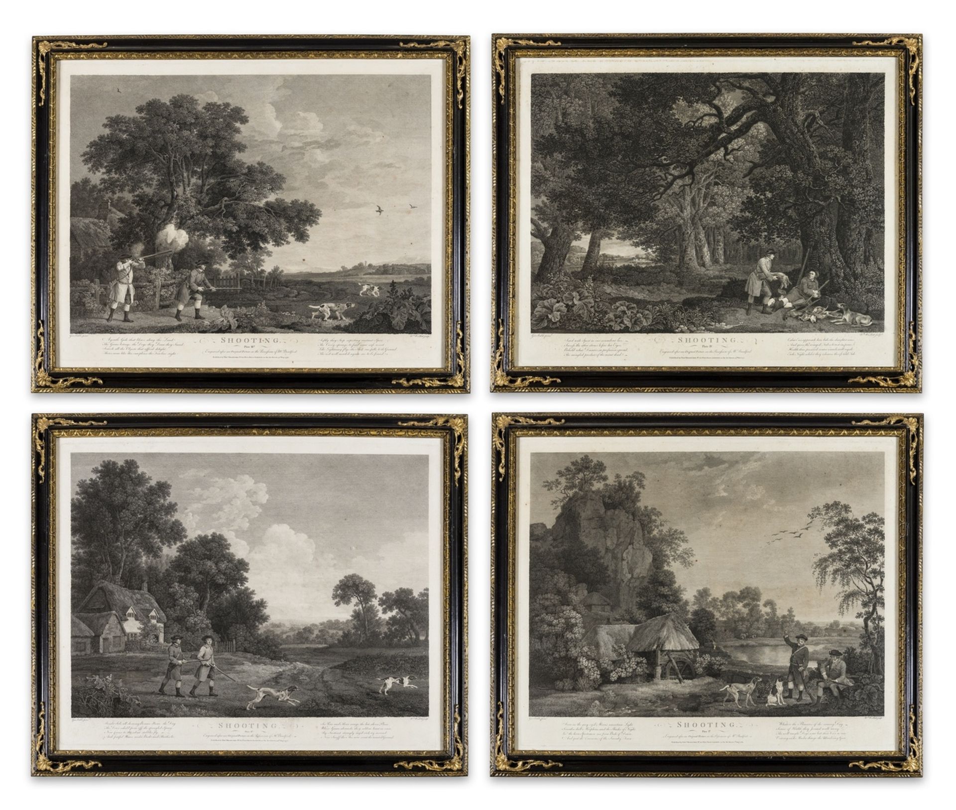 Woollett (William) Shooting, the set of four, after George Stubbs (1724-1806), 1769-1771 (4)