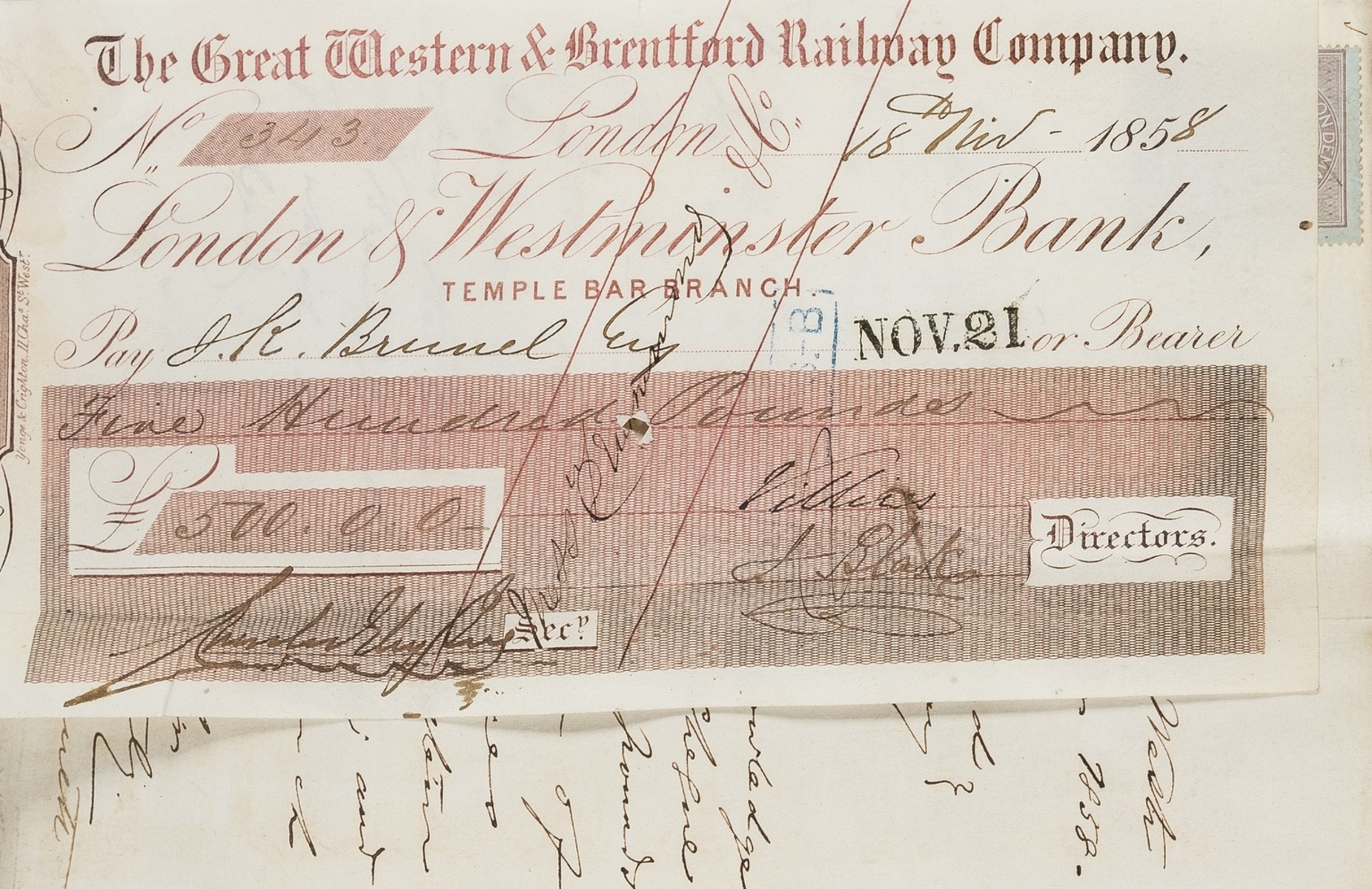 Great Western & Brentford Railway Company. Vouchers 1855-6, accounts book of pasted-in receipts, …