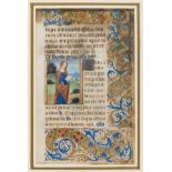 Rouen Workshop.- Single leaf from an illuminated Book of Hours with miniatures depicting Saints …