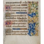 French Workshop.- Single leaf from an illuminated Book of Hours, manuscript in Latin, on vellum, …