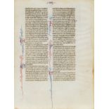 Bible, Old Testament. Single leaf from the Book of Ezekiel, illuminated manuscript in Latin, on …