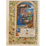 French Workshop.- Single leaf from an illuminated Book of Hours with arched miniature depicting …