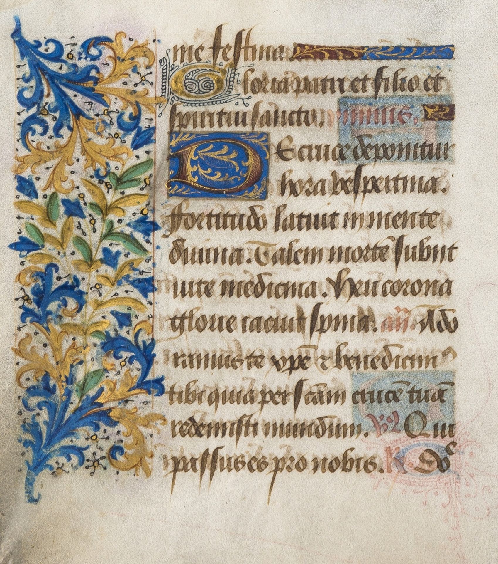 French Workshop.- Single leaf from an illuminated Book of Hours, manuscript in Latin, [France], …