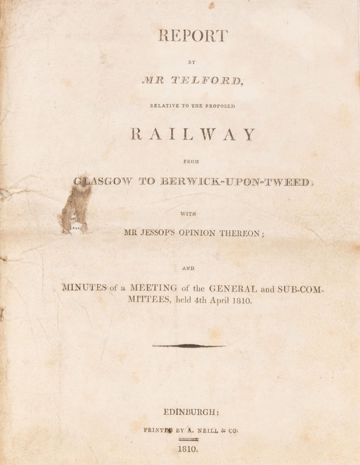 Telford (Thomas) Report...relative to the proposed Railway from Glasgow to Berwick-upon-Tweed, …