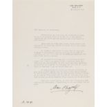 Chagall (Marc) Typed Letter signed to "Monsieur le Professeur" [probably the art historian …