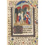 Follower of the Boucicaut Master.- Single leaf from an illuminated Book of Hours with arched …