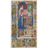 Paris Workshop.- Single leaf from an illuminated Book of Hours with miniature depicting the …
