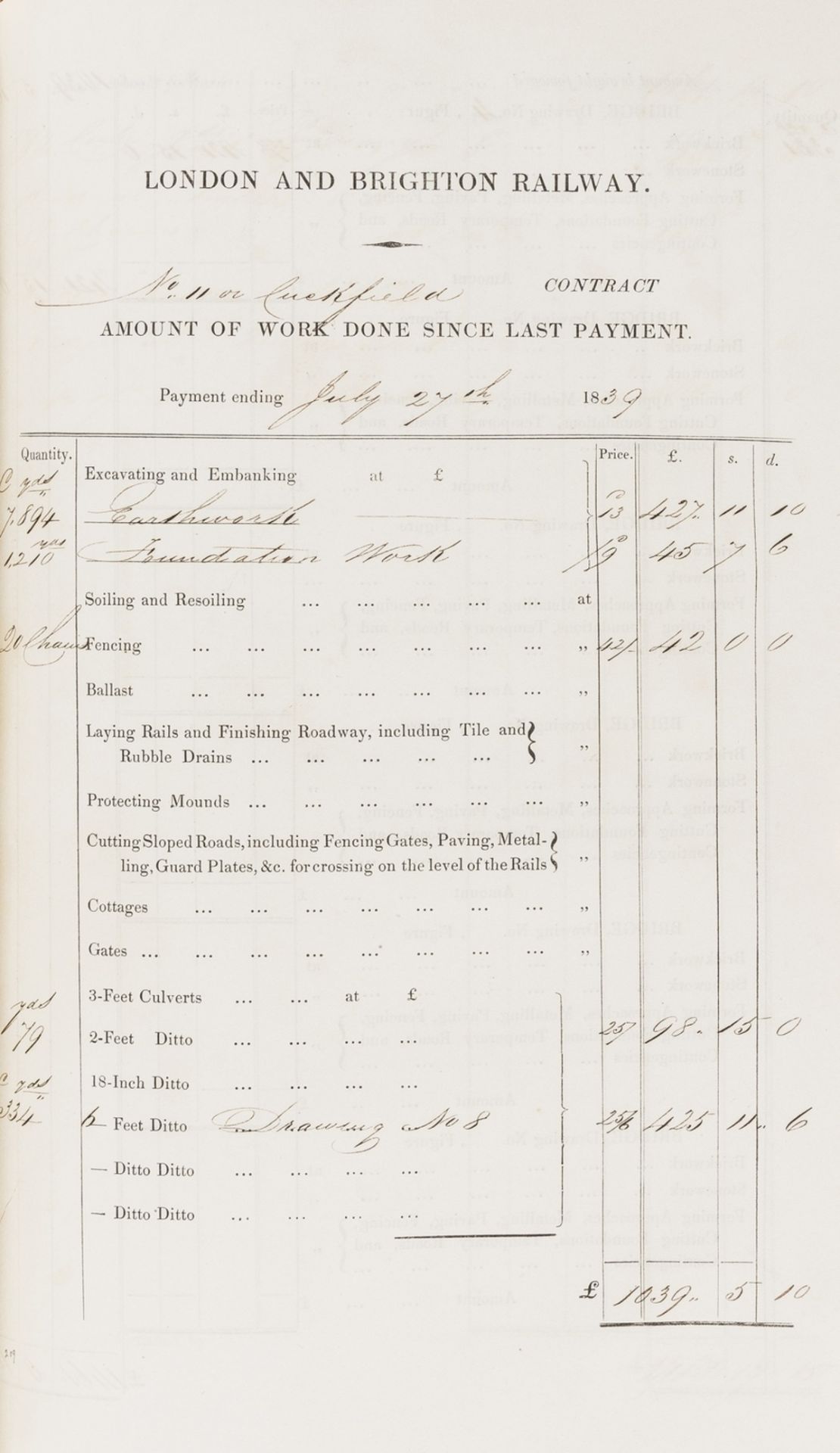 London and Brighton Railway. Monthly Account of Work on the London & Brighton Railway, bound …