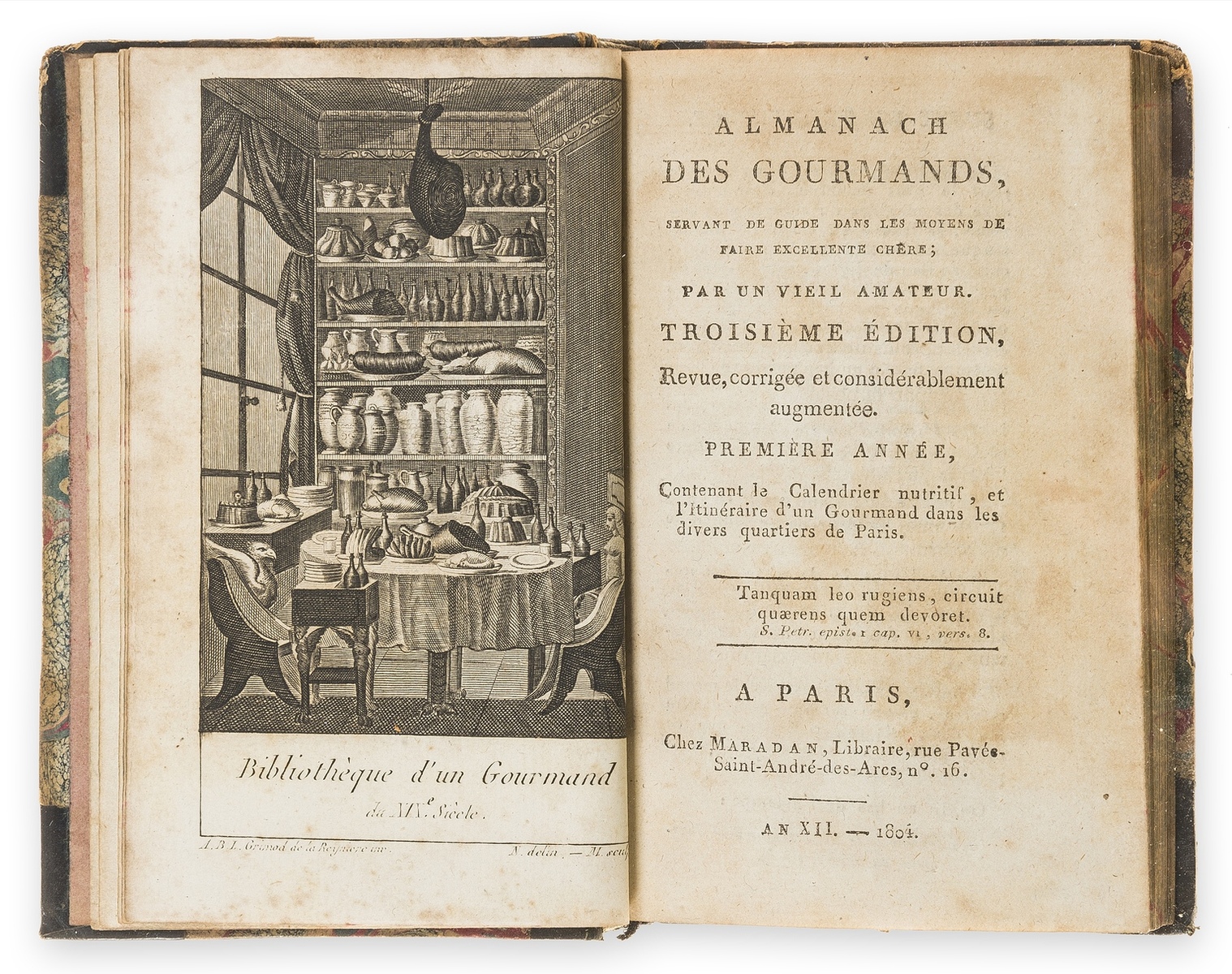 Grimod De La Reyniere (Alexandre Balthazar Laurent) Almanach des Gourmands, 3 vol. only of 8, …