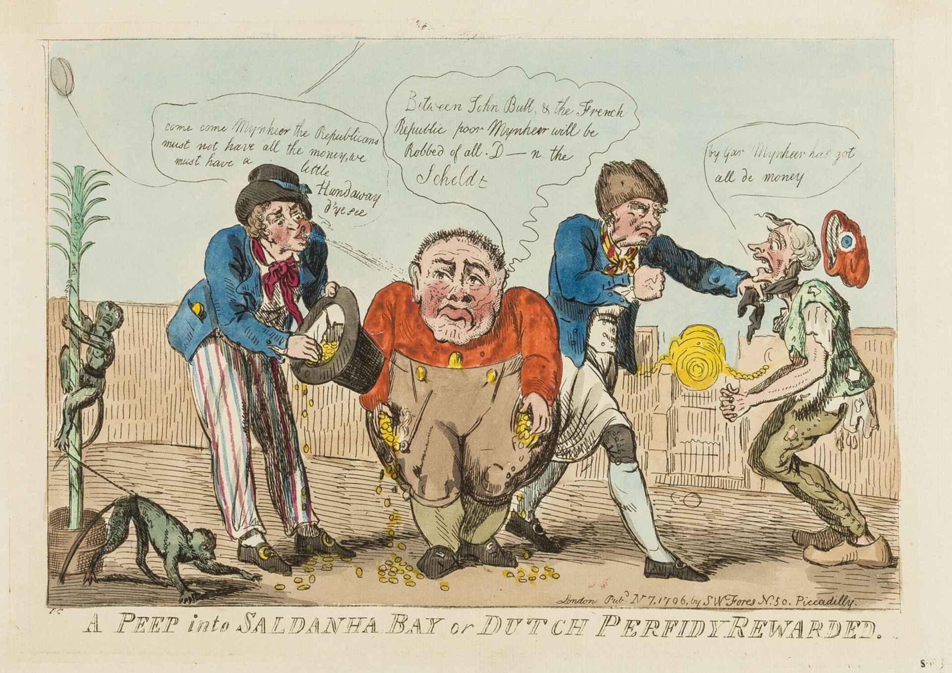 Caricatures.- Cruikshank (Isaac Robert) A peep into Saldanha bay or the Dutch perfidy rewarded, …