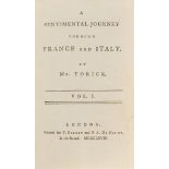 [Sterne (Laurence)] A Sentimental Journey through France and Italy, by Mr. Yorick, first edition, …