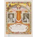 Edward VII.- Admission ticket to Edward VII's Coronation Dinner, chromolithographed card, ink …