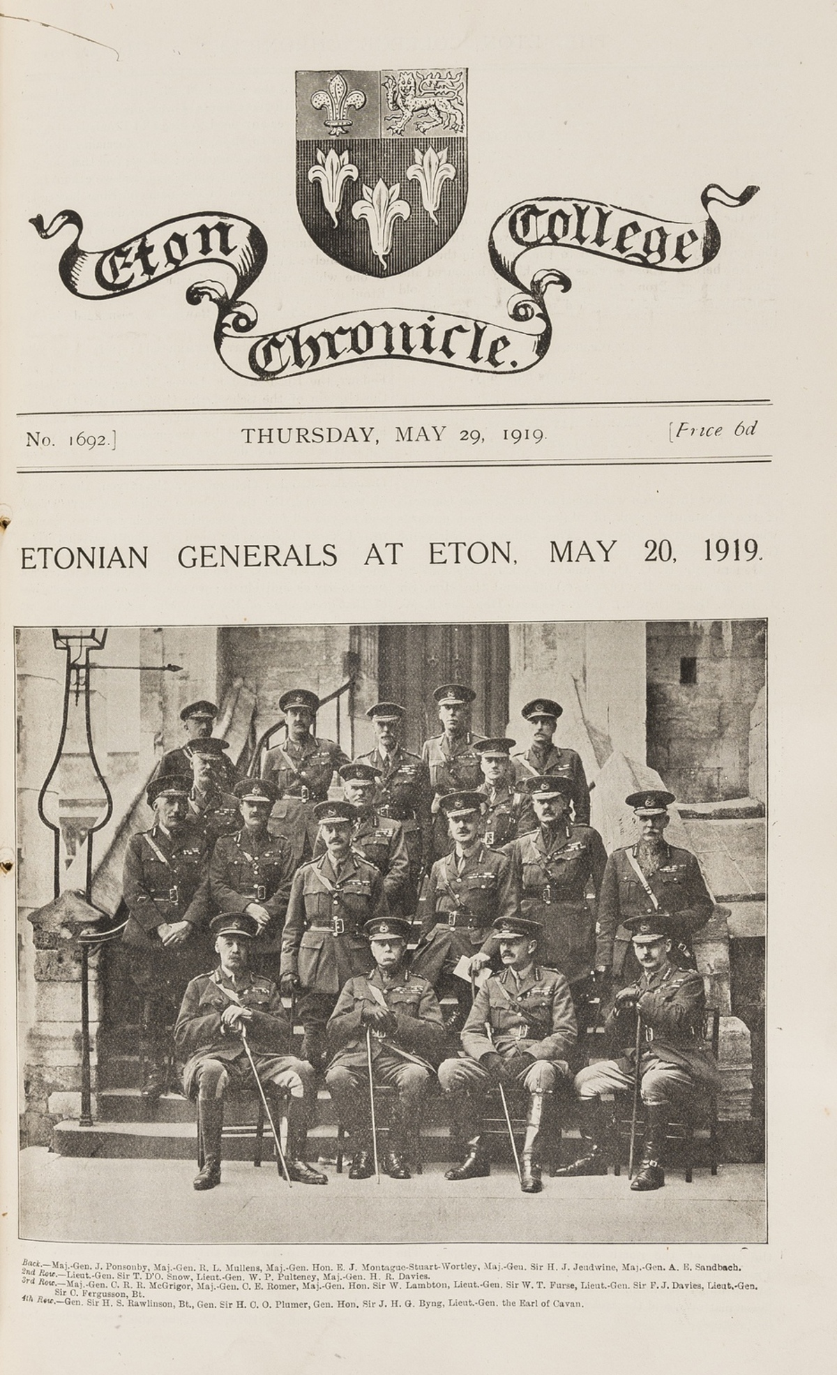 Eton College.- Eton College Chronicle, 2 vol., 1918-1923.