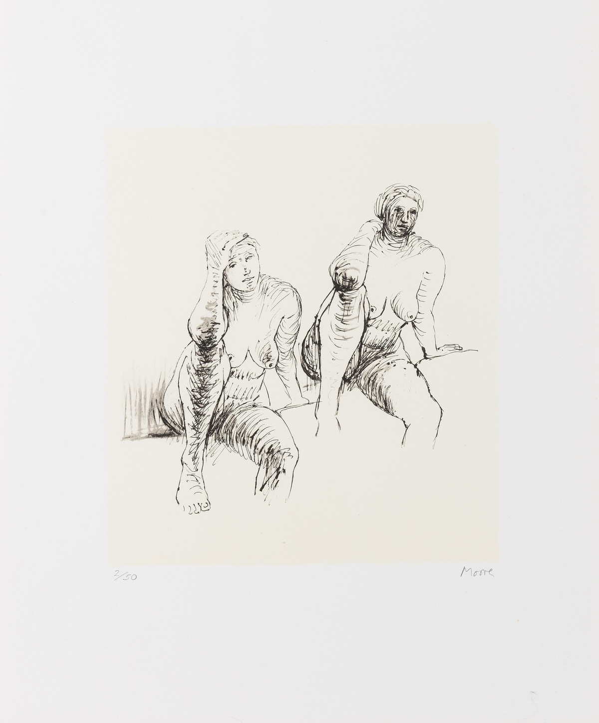 Henry Moore (1898-1986) Seated Figures (Cramer 398)