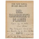 Bellow (Saul) Mr. Sammler's Planet, proof copy, part 2 only, signed by the author, Edna O'Brien …