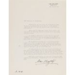 Chagall (Marc) Typed Letter signed to "Monsieur le Professeur" [probably the art historian …