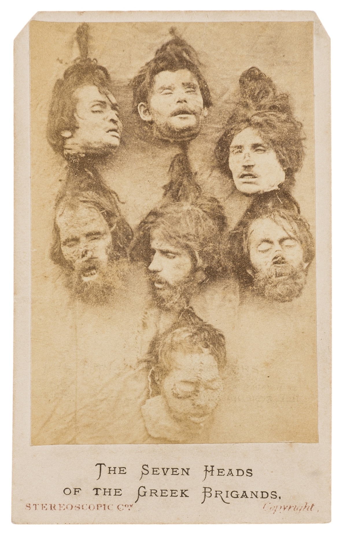 Greece.- Dilessi murders.- The Seven Heads of the Greek Brigands, London Stereoscopic Co., 1870.