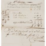 Wine trade.- Manuscript bill for Port, Madeira and Mountain, from Evans & Thomas, wine merchants, …