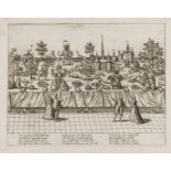 Sugar sculpture.- Hogenberg (Frans) Copper engraving of a table setting of sugar paste sculptures …