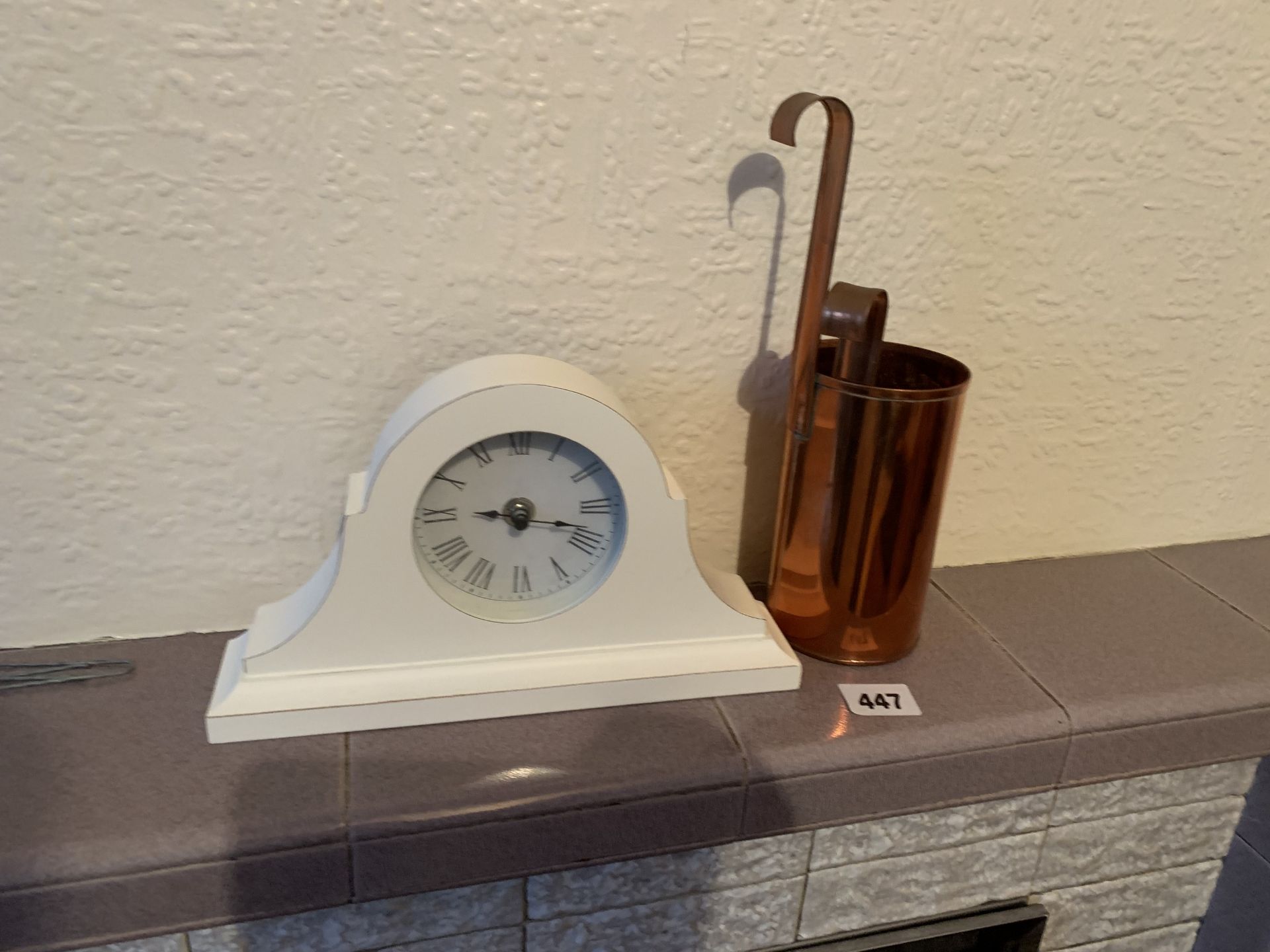 2 brass measures & mantel clock