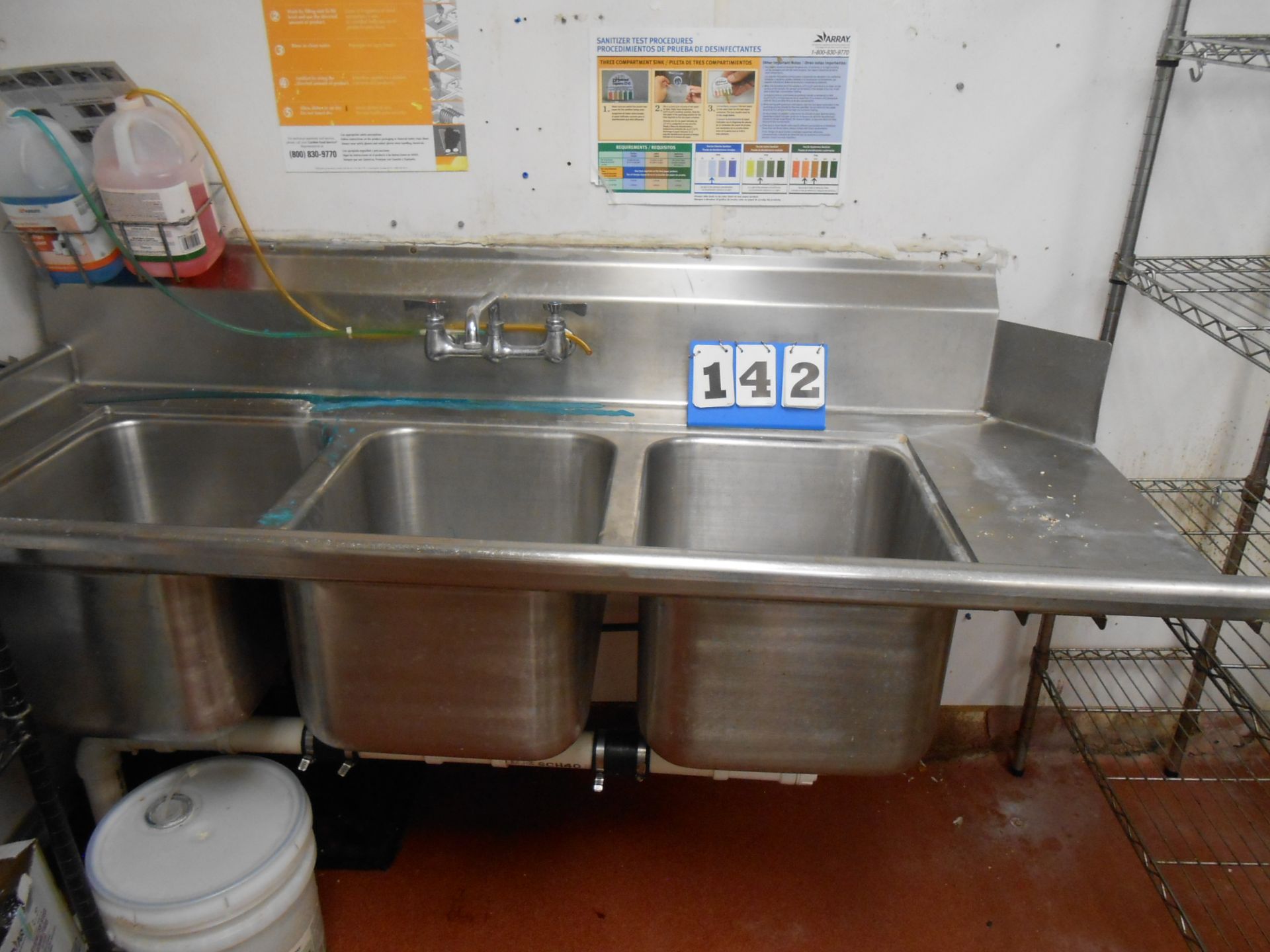 3-Hole Stainless Steel Pot Sink w/Washer Feed