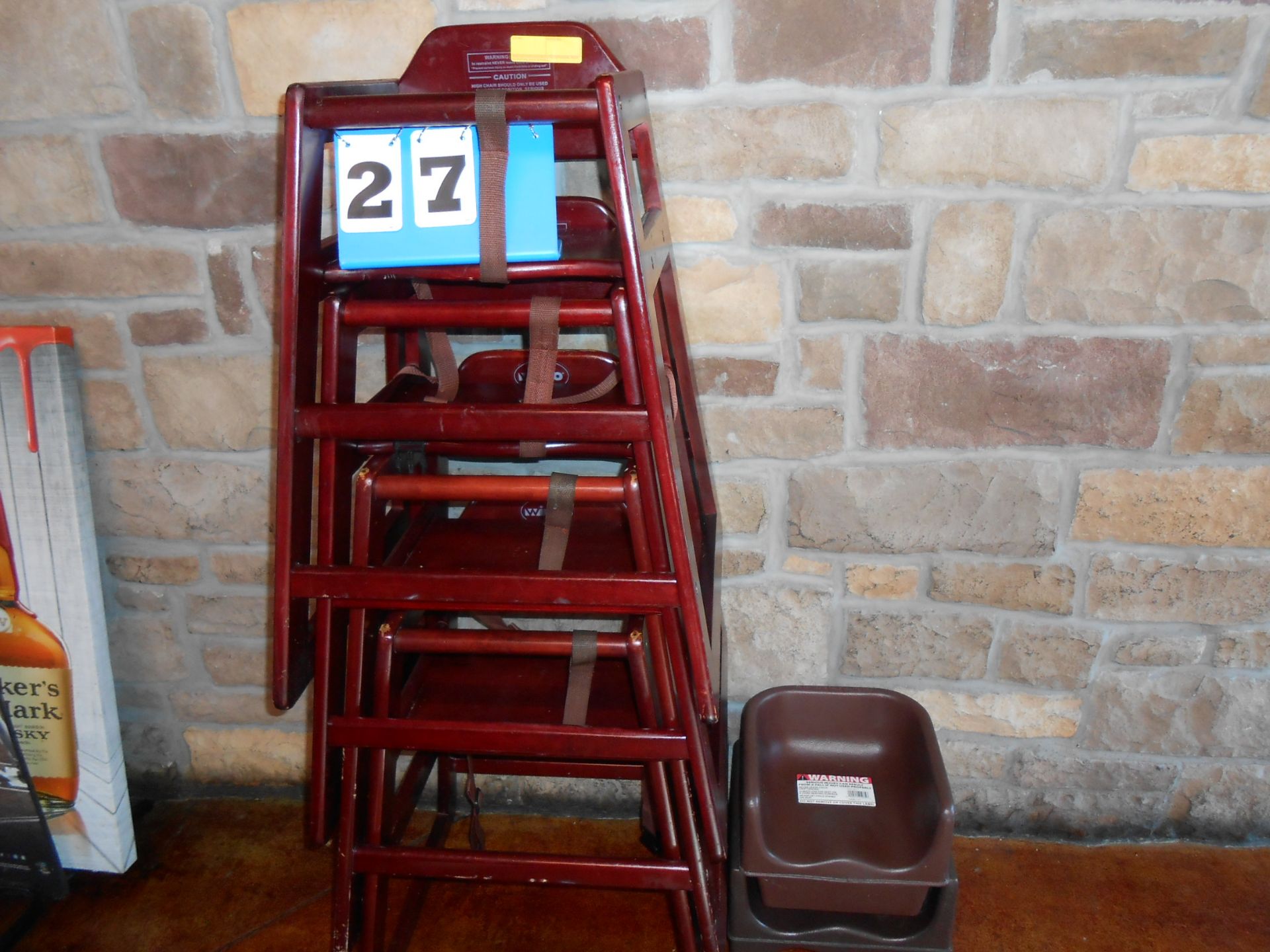 Lot: 4 Wooden Highchairs, 2 Booster Seats