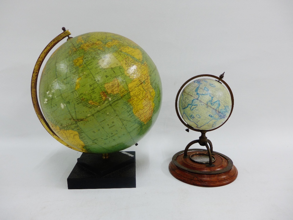 A Philips 9" terrestrial globe, together with another smaller (2)