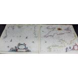 Pieter Goos (1616 - 1675) two hand coloured sea charts to include Canaal Engeland en Vrancriick