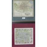 A pair of framed reproduction coloured maps to include Dublin & Edinburgh, in glazed frames, 27 x