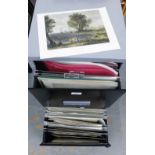 Two drawer filing cabinet containing a quantity of engraved book plates and prints etc., (a lot)