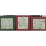 Robert Morden three and coloured engraved maps to include Oxford Shire for Camden Britannia 36 x