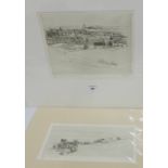 Freddy Theys two copper engravings to include Edinburgh from Holyrood Park and Urquhart Castle,