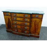 Reproduction breakfront cabinet with a green hardstone top, 90 x 140cm