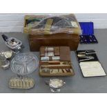 A quantity of Epns flatwares together with a mahogany canteen box and a suite of Epns flatware,