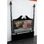 Julian Chichester headboard with ebonised frame and uprights posts and antique effect mirrored