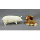 Border Fine Arts 'On the Farm' figure and a Beswick Pig (restored), (2)