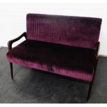 Julian Chichester two-seater Zebra sofa upholstered in purple textured fabric with mid century style