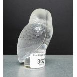 Lalique glass owl with etched signature mark, 9cm high