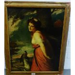 After George Romney 'Lady Hamilton with a Dog' Print, in a gilt frame, 49 x 63cm
