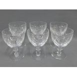 Set of six cut and etched glasses, (6)